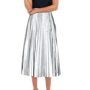 Tibi silver midi pleated skirt size 2